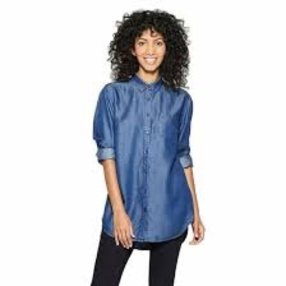 Denim long sleeve button up shirt